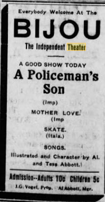 Bijou Theatre - July 20 1910 (newer photo)